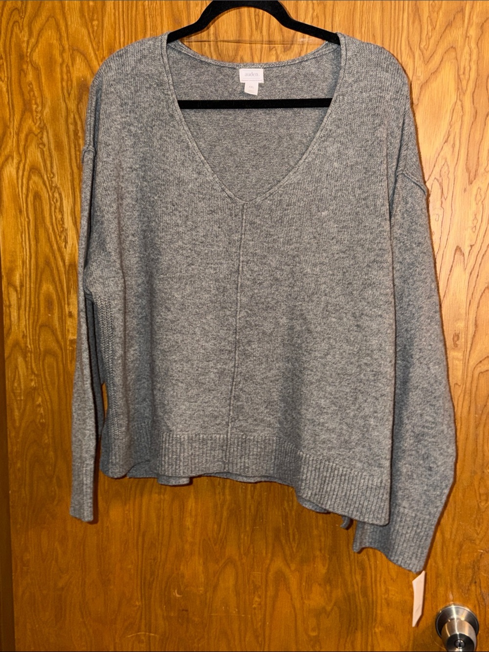 Auden Heather Gray V-Neck Knit Sweater